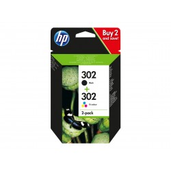 HP 302 - Pack de 2 cartouches d'encre - 1 noire et 1 couleur (cyan, magenta, jaune) - originale