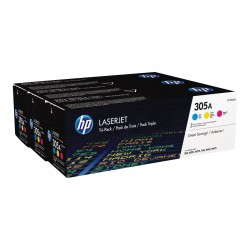 HP 305A - Pack de 3 - cyan, magenta, jaune - original - toner