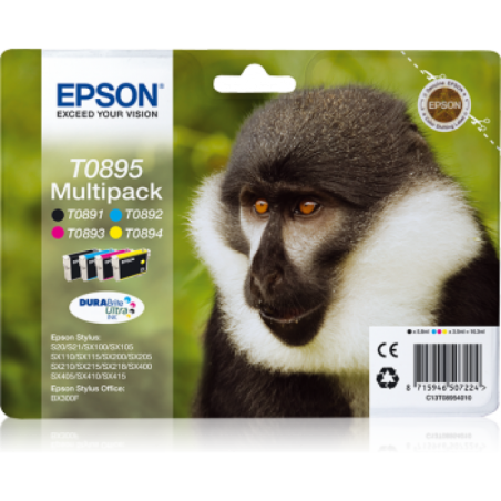 Epson T0895 Singe - Pack de 4 - noire, cyan, magenta, jaune - originale - cartouche d'encre