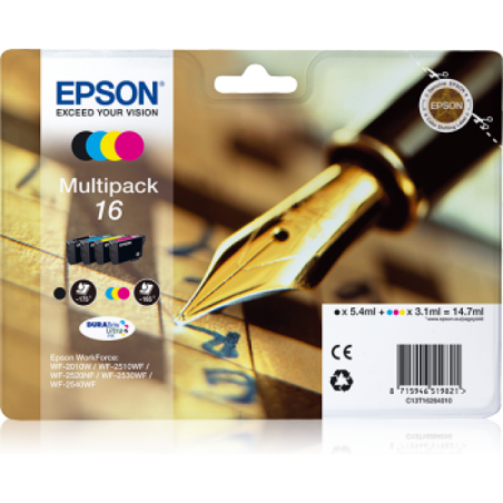 Epson T16 Stylo Plume - Pack de 4 - noire, cyan, magenta, jaune - original - cartouche d'encre