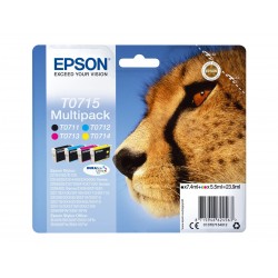 Epson T0715 Guépard - Pack de 4 - noire, cyan, magenta, jaune - original - cartouche d'encre