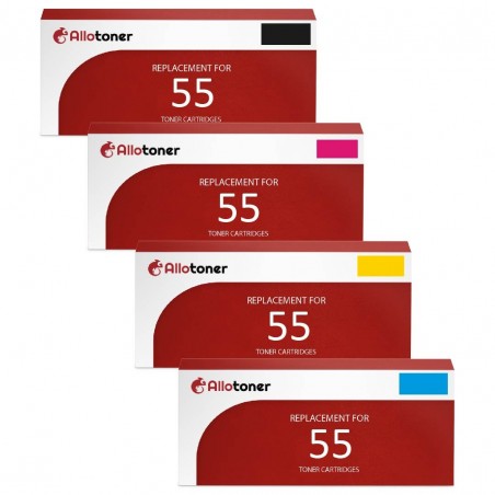 Toner équivalent à Canon 55 Pack de 4 4 Couleurs - Avec puce