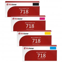 Toner équivalent à Canon 718 Pack de 4 Noir , Cyan , Magenta , Jaune