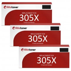 Toner équivalent à HP 305X Pack de 3 Noir