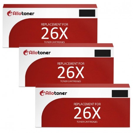 Toner équivalent à HP 26X Pack de 3 Noir