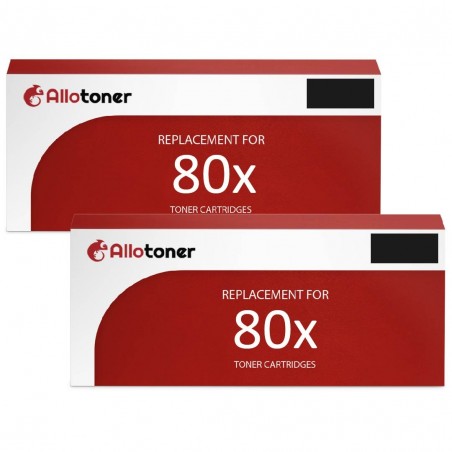 Toner équivalent à HP 80x Pack de 2 Noir