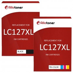 Cartouche d'encre équivalent à Brother LC127XL Pack de 2 Noir