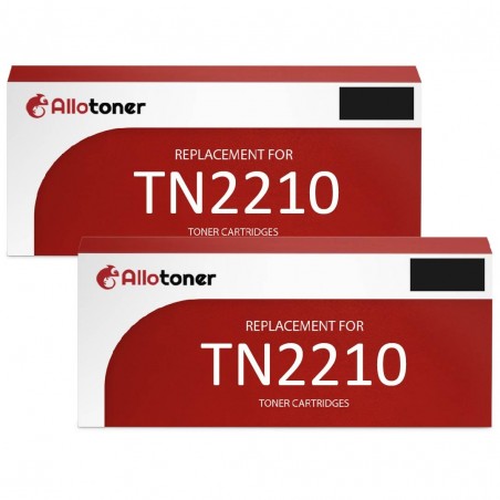 Toner équivalent à Brother TN2210 Pack de 2 Noir