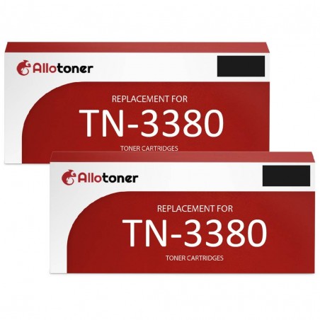 Toner équivalent à Brother TN-3380 2PK Pack de 2 Haute capacité Noir