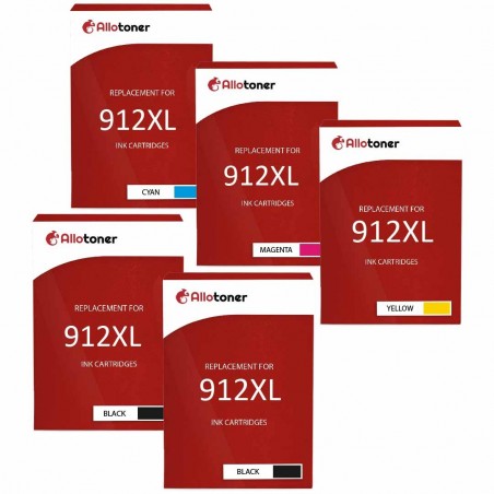 Pack de 5 HP 912XL cartouches d'encre compatibles