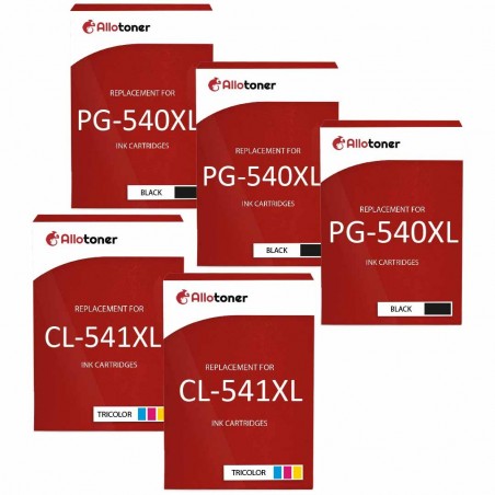 Pack de 5 Canon PG-540XL CL-541XL cartouches d'encre compatibles