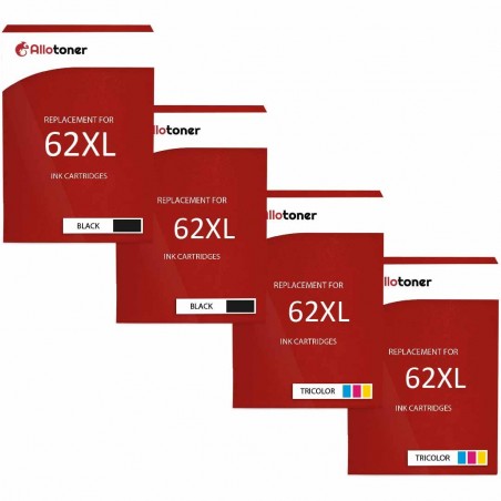 Pack de 4 HP 62XL cartouches d'encre compatibles