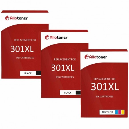 Pack de 3 HP 301XL cartouches d'encre compatibles