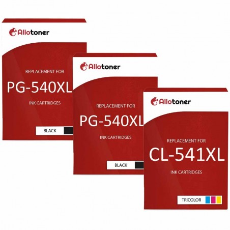 Pack de 3 Canon PG-540XL CL-541XL cartouches d'encre compatibles