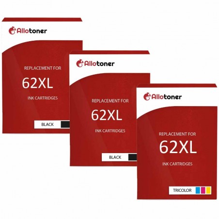 Pack de 3 HP 62XL cartouches d'encre compatibles