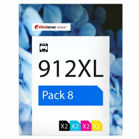 Pack de 8 HP 912XL cartouches d'encre compatibles